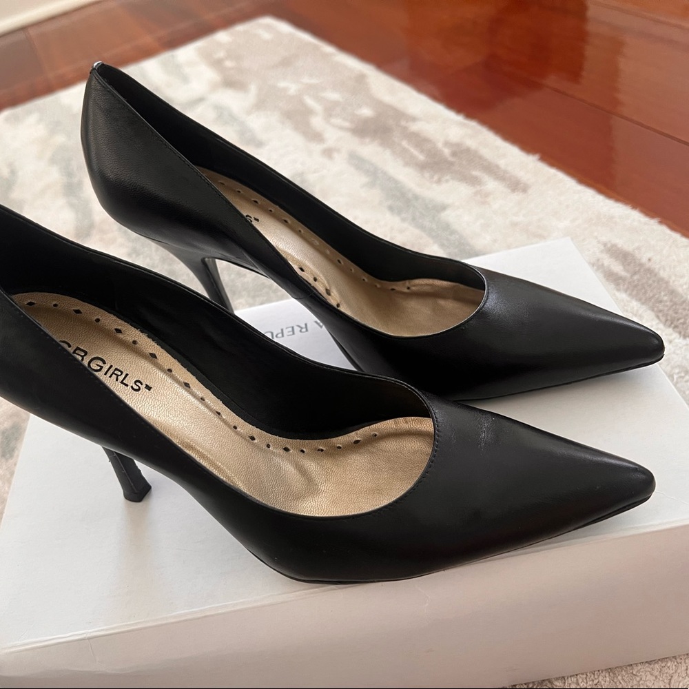 BCBGirls black leather heels. Size 9.
